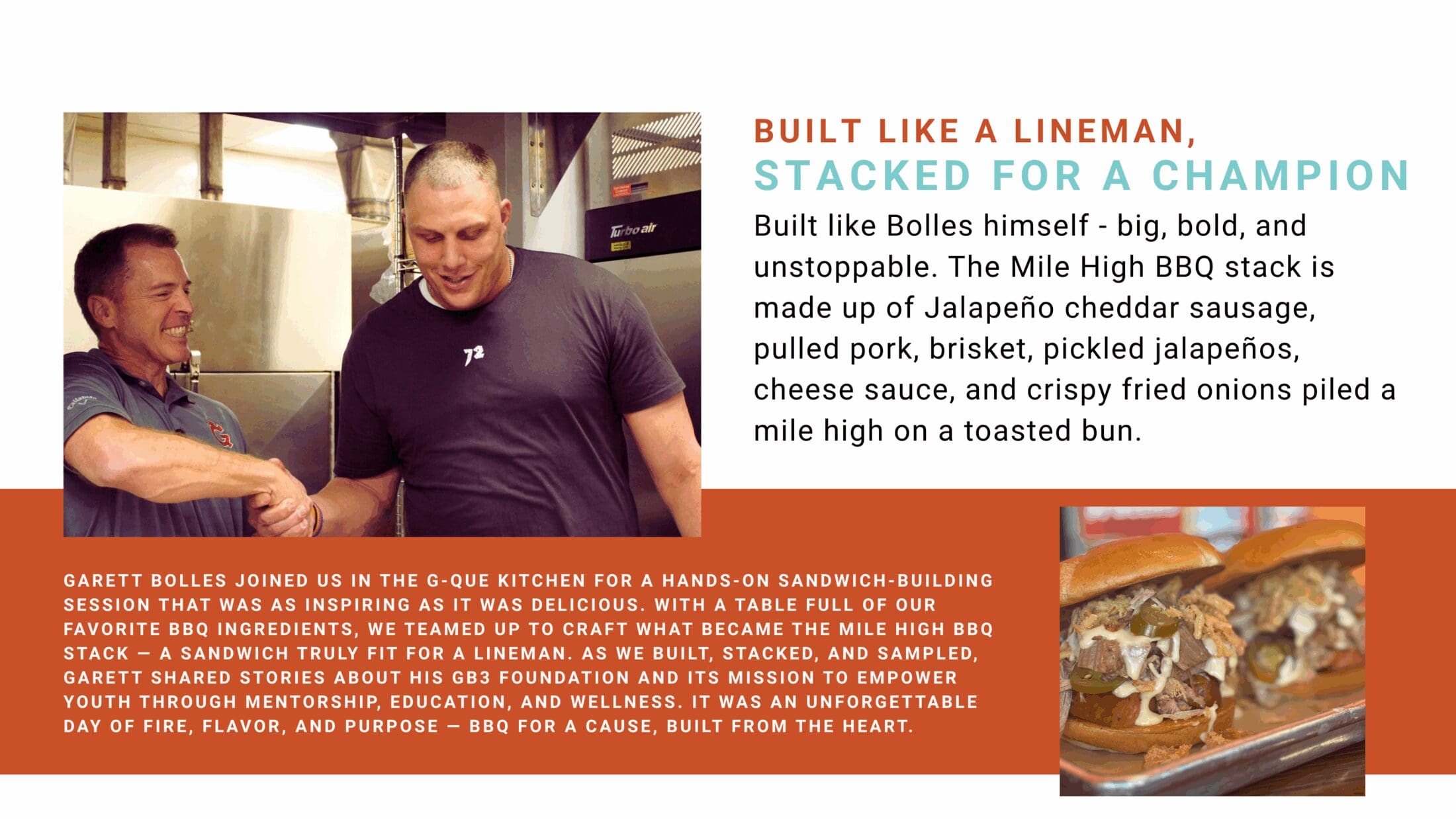 INspired by Garett Bolles of the Denver Broncos, the Mile High BBQ Stack is Built like a Lineman, Stacked for a Champion